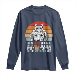 Every Snack You Make Long Sleeve Shirt Funny Dog Cat Lovers TS14 Navy Print Your Wear