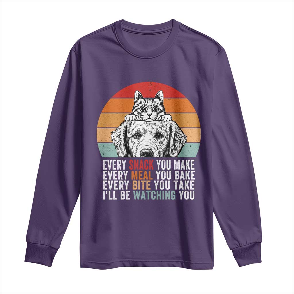 Every Snack You Make Long Sleeve Shirt Funny Dog Cat Lovers TS14 Purple Print Your Wear
