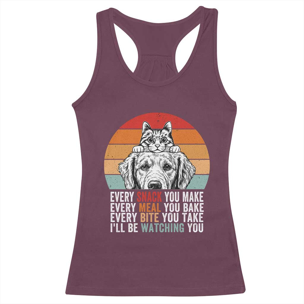 Every Snack You Make Racerback Tank Top Funny Dog Cat Lovers TS14 Maroon Print Your Wear