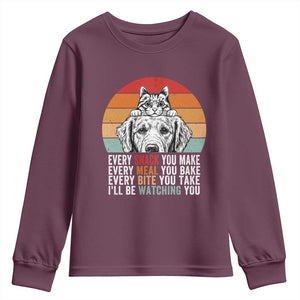 Every Snack You Make Youth Sweatshirt Funny Dog Cat Lovers TS14 Maroon Print Your Wear