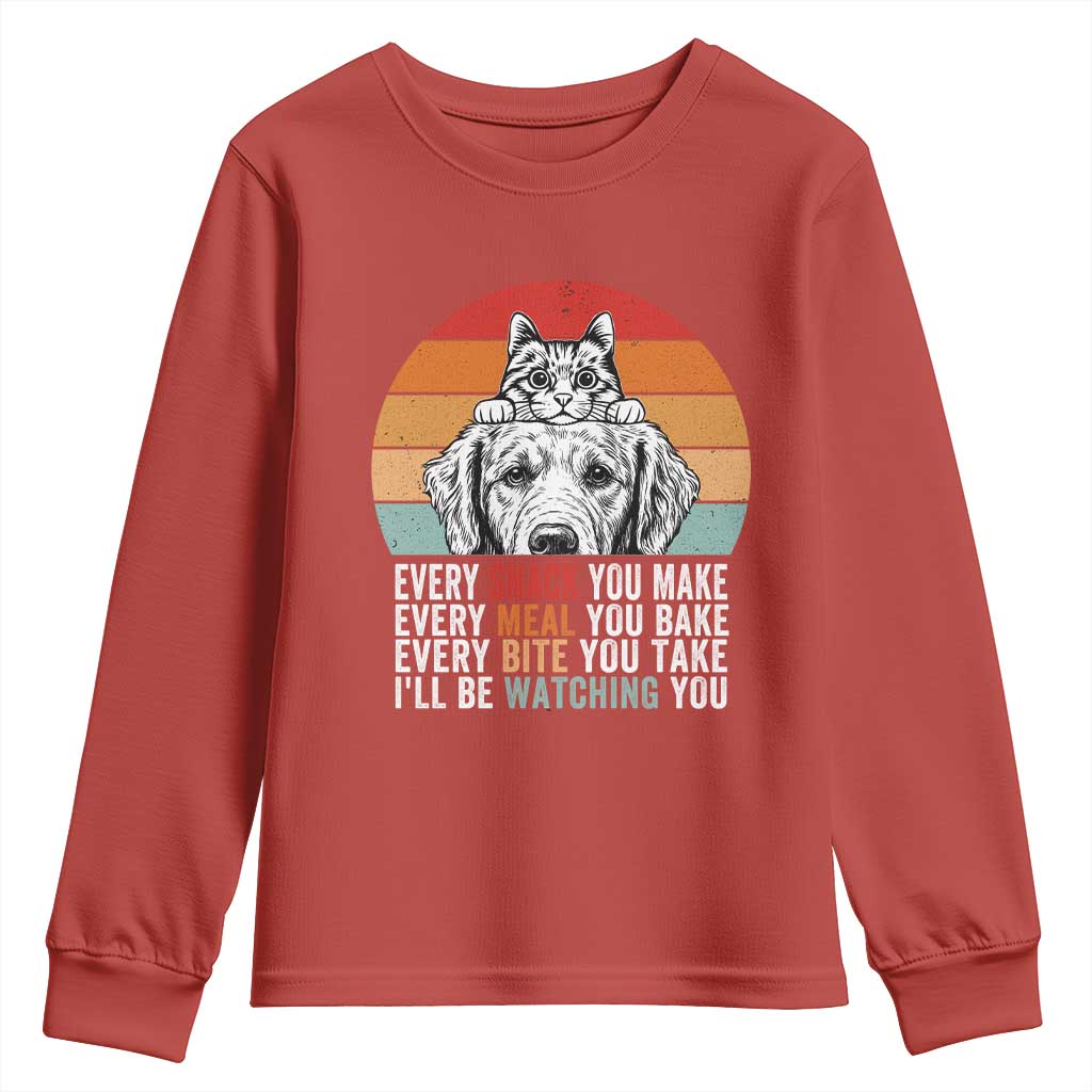 Every Snack You Make Youth Sweatshirt Funny Dog Cat Lovers TS14 Red Print Your Wear