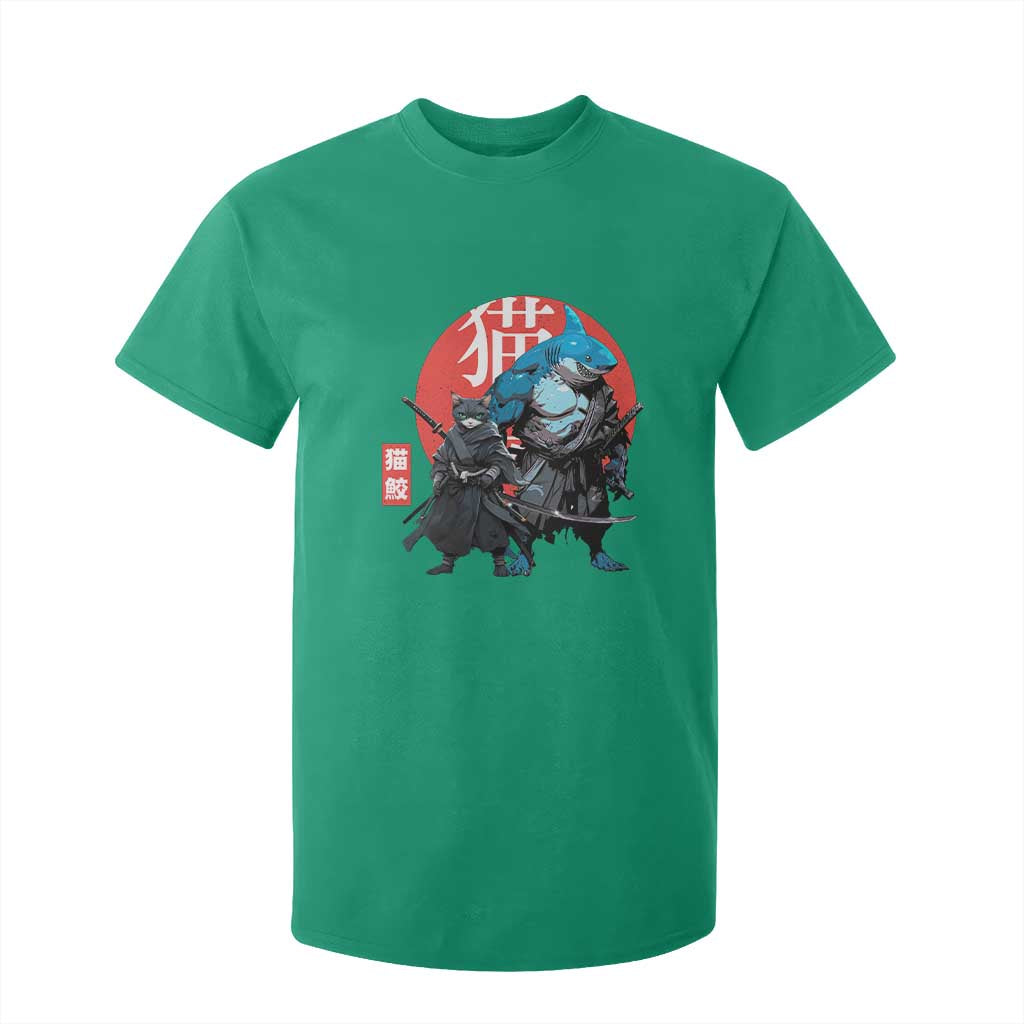 Samurai Cat Shark T Shirt For Kid Retro Japanese Animal Warrior Art TS14 Irish Green Print Your Wear