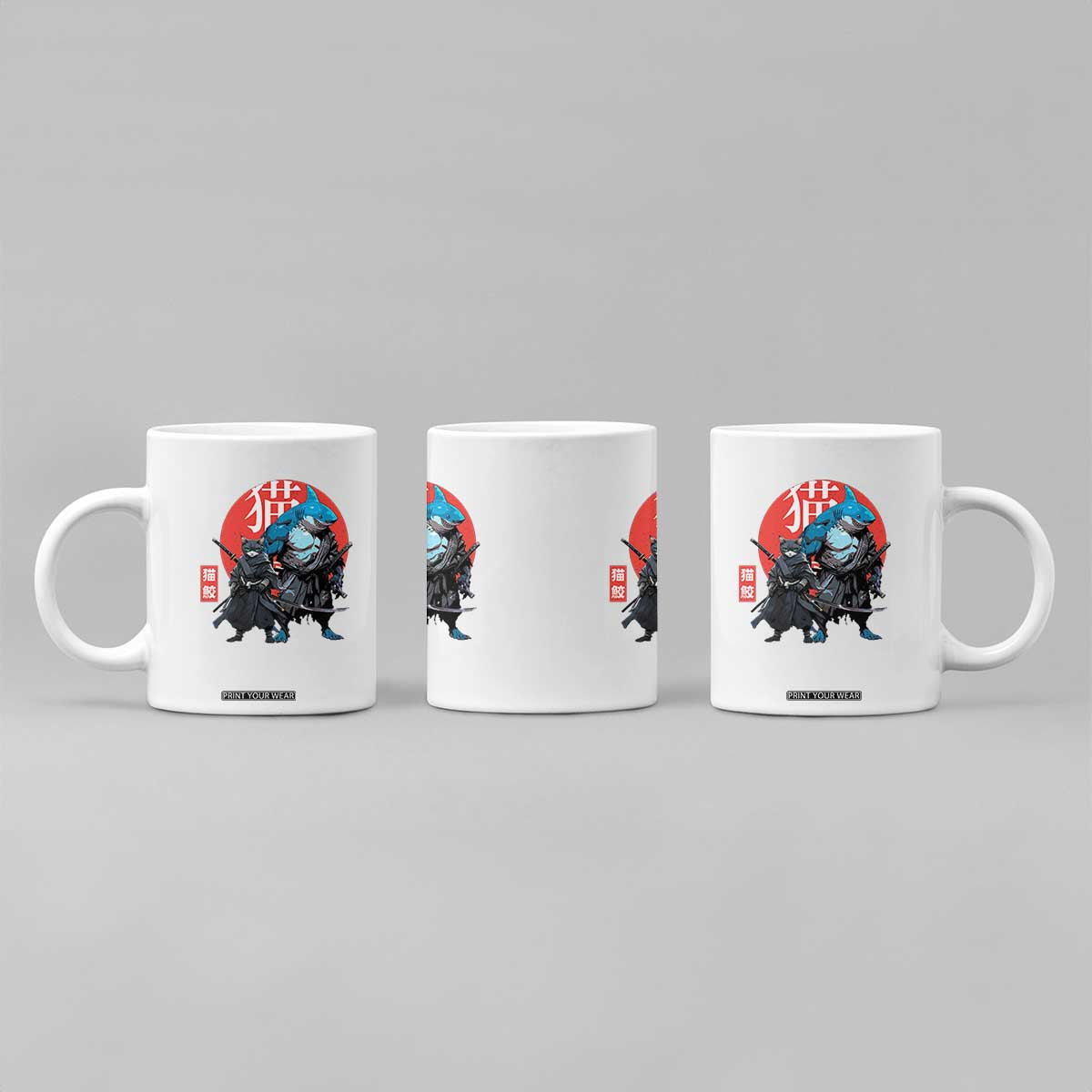 Samurai Cat Shark Coffee Mug Retro Japanese Animal Warrior Art TS14 Print Your Wear