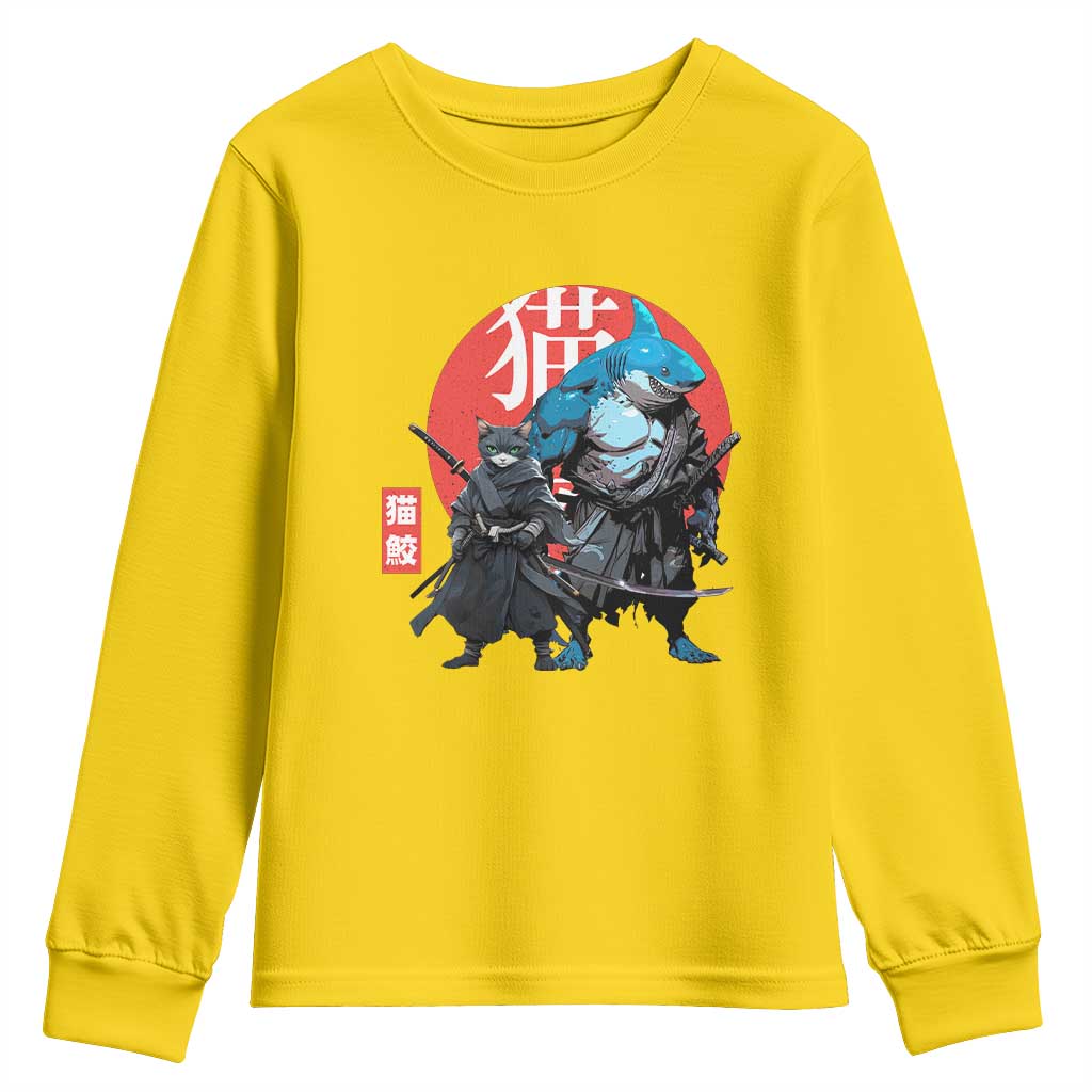 Samurai Cat Shark Youth Sweatshirt Retro Japanese Animal Warrior Art TS14 Daisy Print Your Wear