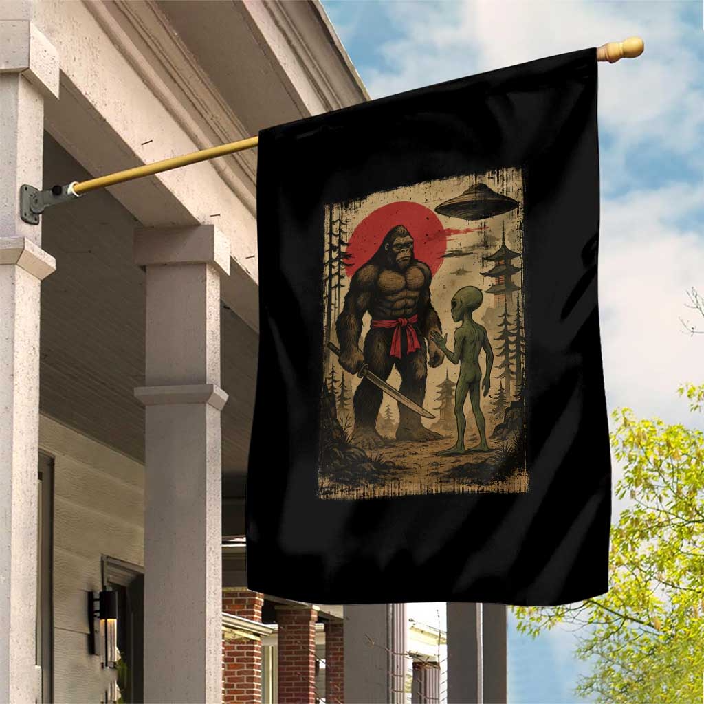 Samurai Bigfoot Japanese UFO Garden Flag Sasquatch Ailen Ukiyo-e TS14 Print Your Wear