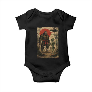 Samurai Bigfoot Japanese UFO Baby Onesie Sasquatch Ailen Ukiyo-e TS14 Black Print Your Wear