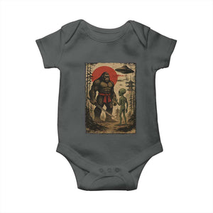 Samurai Bigfoot Japanese UFO Baby Onesie Sasquatch Ailen Ukiyo-e TS14 Dark Heather Print Your Wear