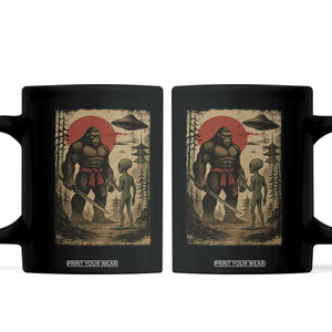 Samurai Bigfoot Japanese UFO Coffee Mug Sasquatch Ailen Ukiyo-e TS14 Black Print Your Wear