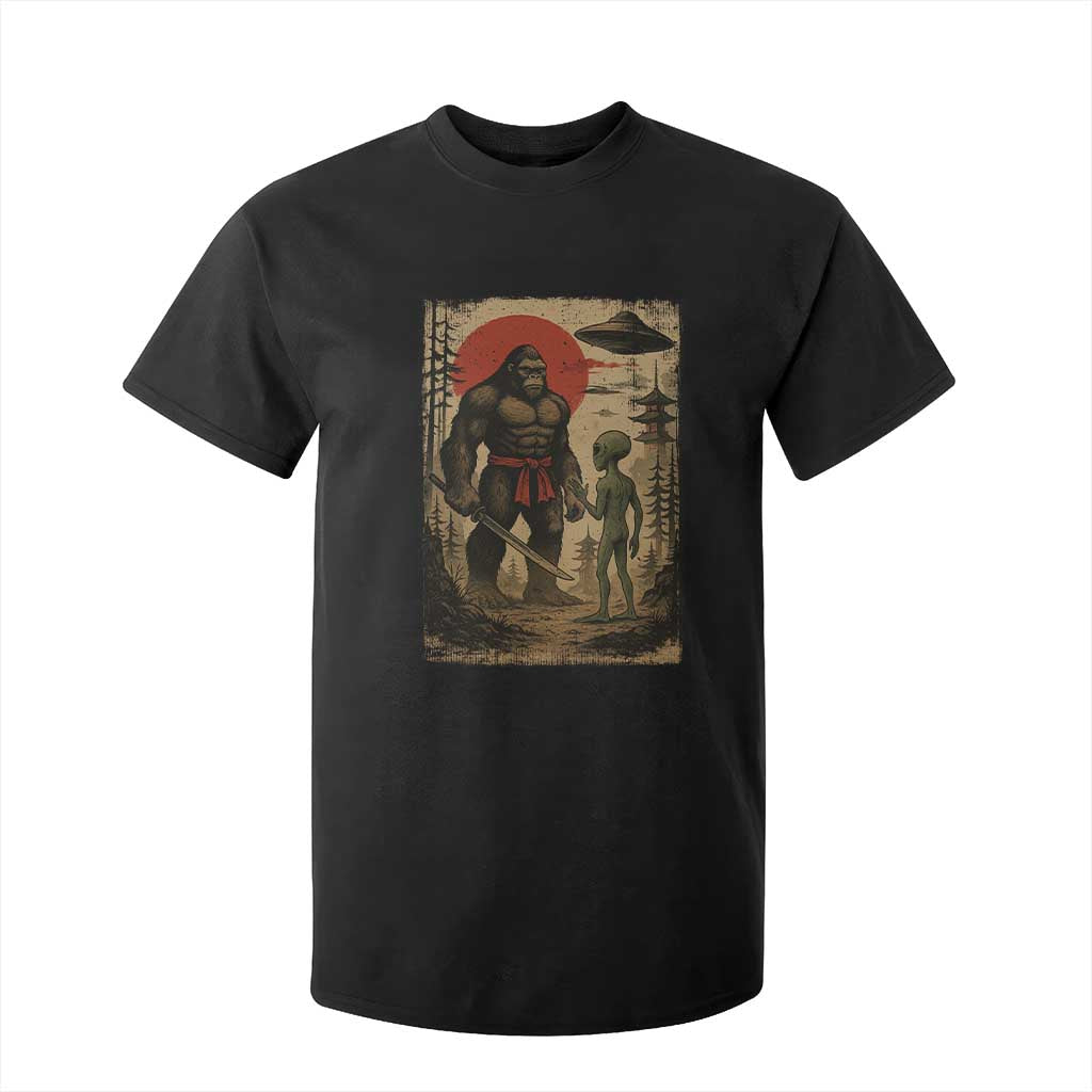 Samurai Bigfoot Japanese UFO T Shirt For Kid Sasquatch Ailen Ukiyo-e TS14 Black Print Your Wear
