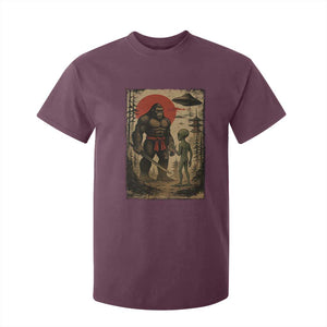 Samurai Bigfoot Japanese UFO T Shirt For Kid Sasquatch Ailen Ukiyo-e TS14 Maroon Print Your Wear