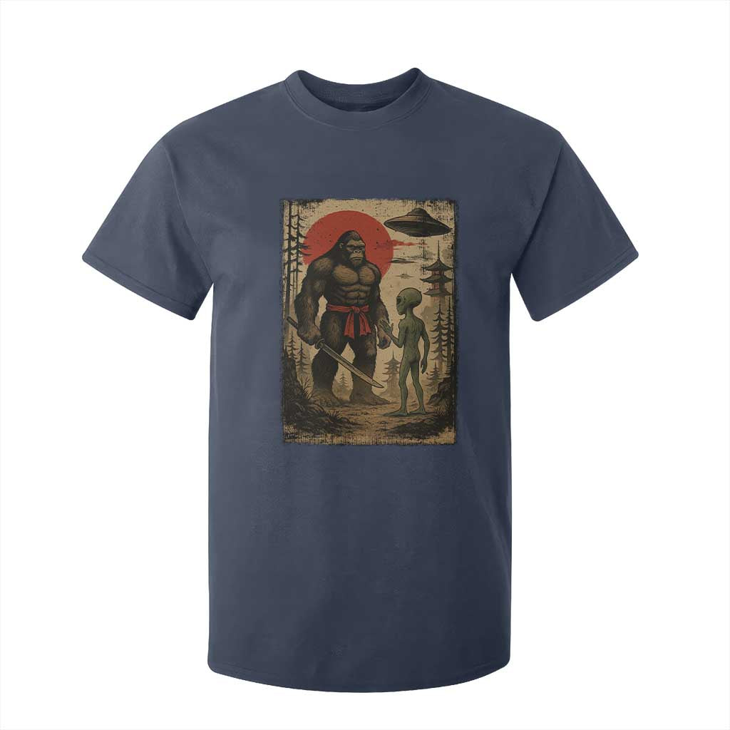 Samurai Bigfoot Japanese UFO T Shirt For Kid Sasquatch Ailen Ukiyo-e TS14 Navy Print Your Wear