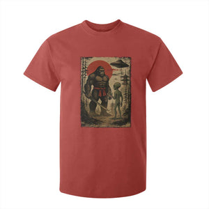 Samurai Bigfoot Japanese UFO T Shirt For Kid Sasquatch Ailen Ukiyo-e TS14 Red Print Your Wear