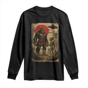 Samurai Bigfoot Japanese UFO Long Sleeve Shirt Sasquatch Ailen Ukiyo-e TS14 Black Print Your Wear