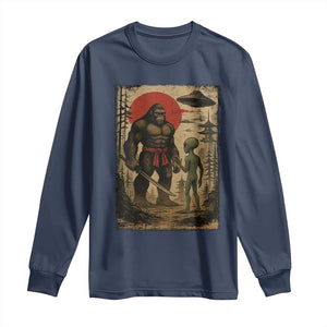 Samurai Bigfoot Japanese UFO Long Sleeve Shirt Sasquatch Ailen Ukiyo-e TS14 Navy Print Your Wear