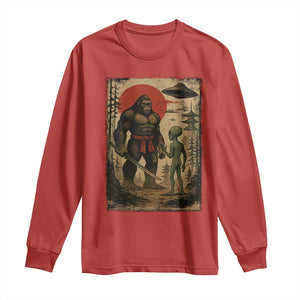 Samurai Bigfoot Japanese UFO Long Sleeve Shirt Sasquatch Ailen Ukiyo-e TS14 Red Print Your Wear