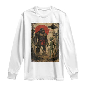 Samurai Bigfoot Japanese UFO Long Sleeve Shirt Sasquatch Ailen Ukiyo-e TS14 White Print Your Wear