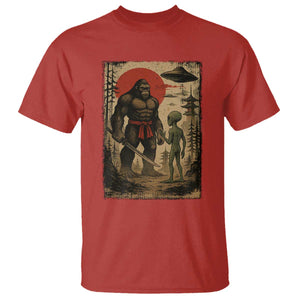 Samurai Bigfoot Japanese UFO T Shirt Sasquatch Ailen Ukiyo-e TS14 Red Print Your Wear