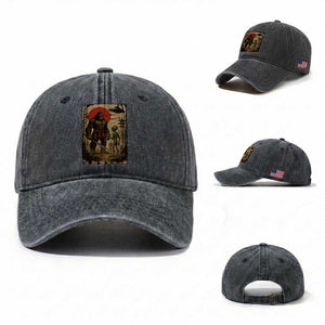 Samurai Bigfoot Japanese UFO Washed Cotton Baseball Cap Sasquatch Ailen Ukiyo-e TS14 Washed Cap Universal Fit Dark Gray Print Your Wear