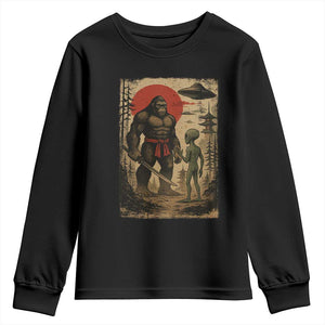 Samurai Bigfoot Japanese UFO Youth Sweatshirt Sasquatch Ailen Ukiyo-e TS14 Black Print Your Wear