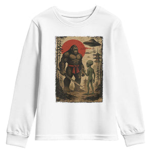 Samurai Bigfoot Japanese UFO Youth Sweatshirt Sasquatch Ailen Ukiyo-e TS14 White Print Your Wear