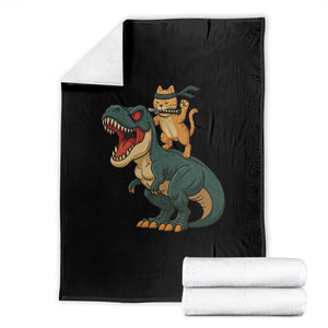 Ninja Cat Riding Dinosaur Throw Blanket TS14 Black Print Your Wear