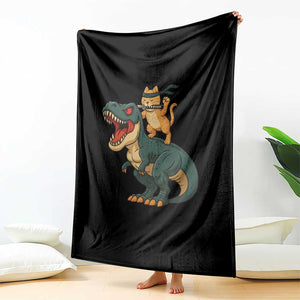 Ninja Cat Riding Dinosaur Throw Blanket TS14 Print Your Wear