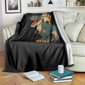 Ninja Cat Riding Dinosaur Throw Blanket TS14 Print Your Wear
