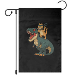 Ninja Cat Riding Dinosaur Garden Flag TS14 Black Print Your Wear