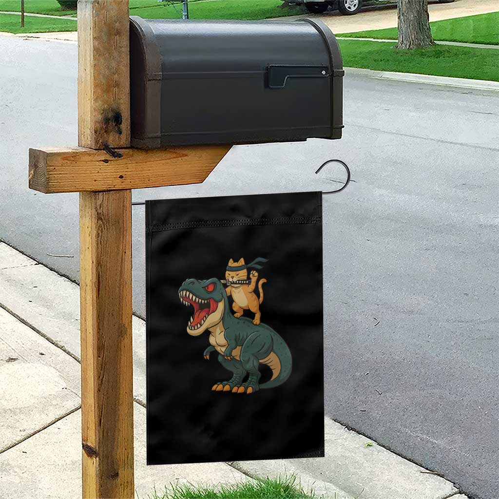 Ninja Cat Riding Dinosaur Garden Flag TS14 Print Your Wear