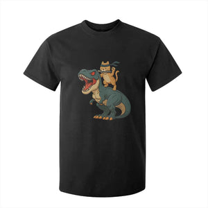Ninja Cat Riding Dinosaur T Shirt For Kid TS14 Black Print Your Wear