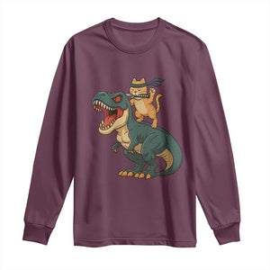 Ninja Cat Riding Dinosaur Long Sleeve Shirt TS14 Maroon Print Your Wear