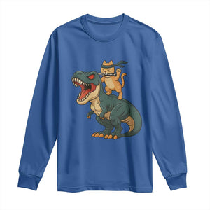Ninja Cat Riding Dinosaur Long Sleeve Shirt TS14 Royal Blue Print Your Wear