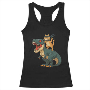Ninja Cat Riding Dinosaur Racerback Tank Top TS14 Black Print Your Wear