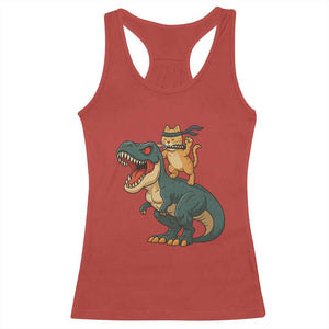 Ninja Cat Riding Dinosaur Racerback Tank Top TS14 Red Print Your Wear