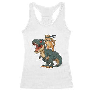 Ninja Cat Riding Dinosaur Racerback Tank Top TS14 White Print Your Wear