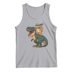 Ninja Cat Riding Dinosaur Tank Top TS14 Athletic Heather Print Your Wear