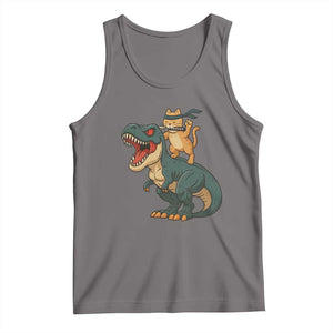 Ninja Cat Riding Dinosaur Tank Top TS14 Deep Heather Print Your Wear