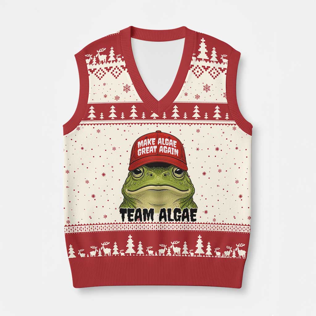 Make Algae Great Again V-Neck Knit Sweater Vest Funny Political Satire Nature Lover Gift TS14 Beige Red Print Your Wear