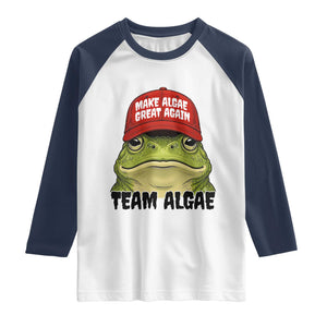 Make Algae Great Again Raglan Shirt Funny Political Satire Nature Lover Gift TS14 White Navy Print Your Wear