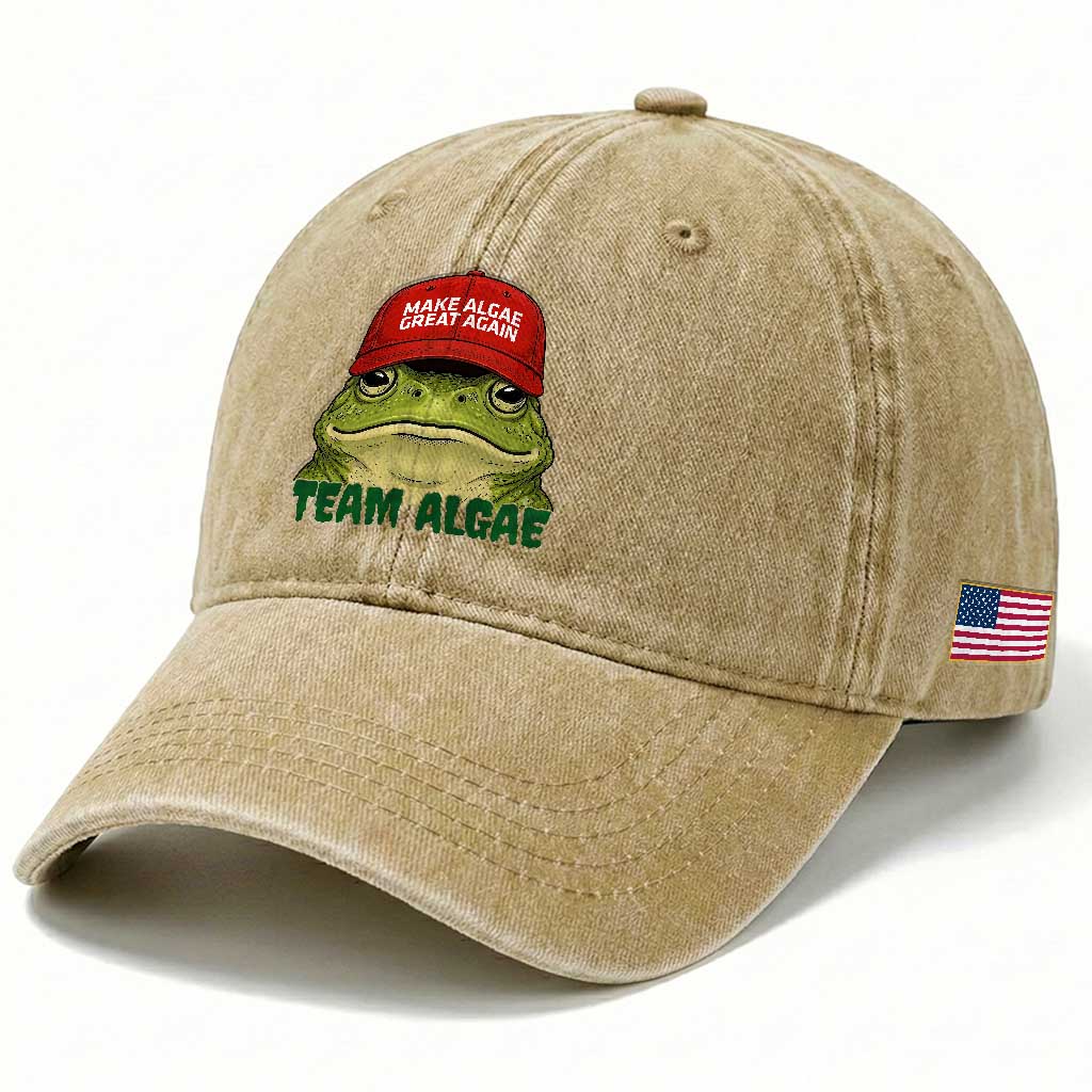 Make Algae Great Again Washed Cotton Baseball Cap Funny Political Satire Nature Lover Gift TS14 Print Your Wear