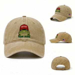 Make Algae Great Again Washed Cotton Baseball Cap Funny Political Satire Nature Lover Gift TS14 Washed Cap Universal Fit Khaki Print Your Wear