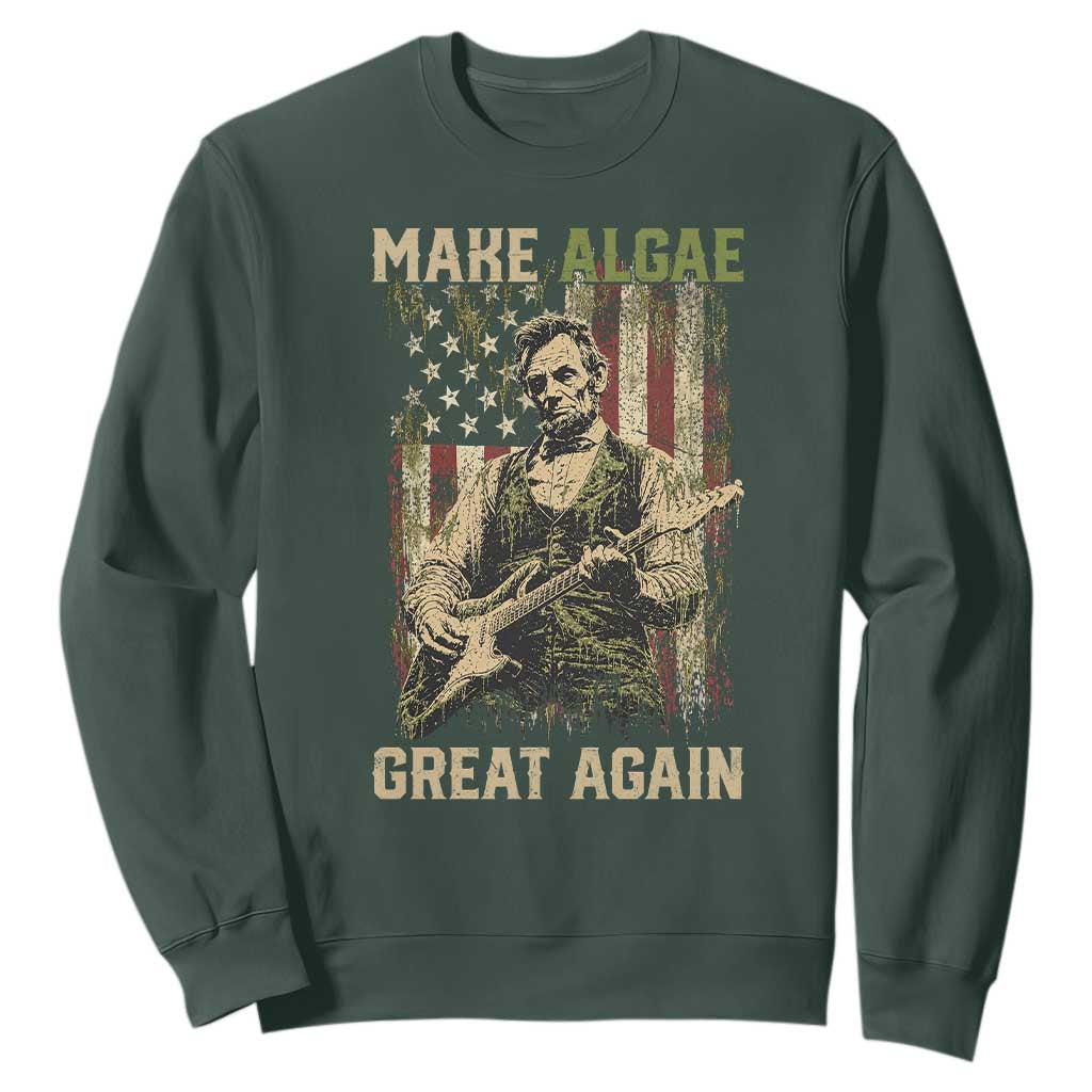 Make Algae Great Again Sweatshirt Funny Lincoln Political Satire Humor TS14 Dark Forest Green Print Your Wear