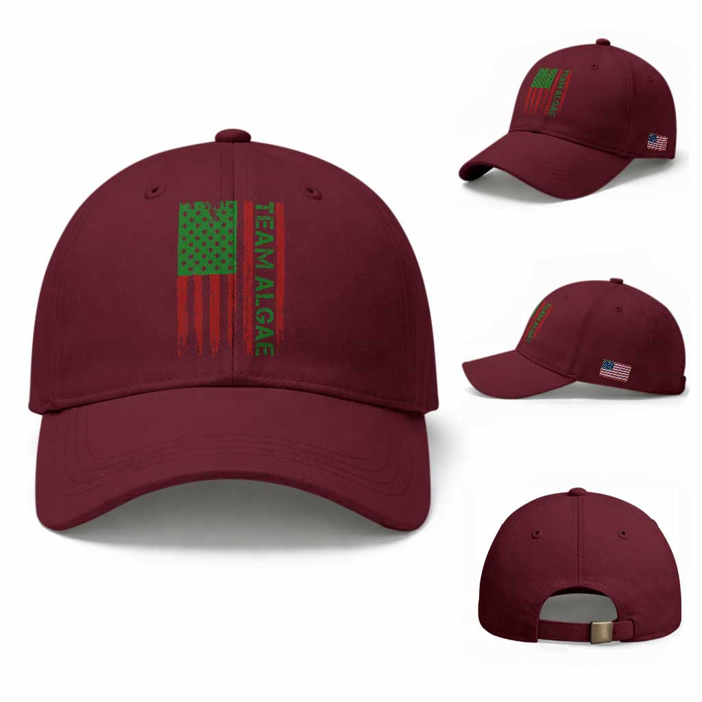 Team Algae Baseball Cap Funny Make Algae Great Again American Flag Political Meme TS14 Baseball Cap Universal Fit Maroon Print Your Wear