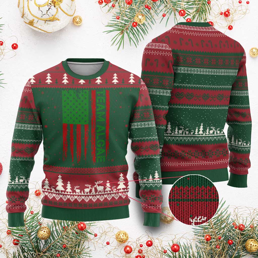 Team Algae Ugly Christmas Sweater Funny Make Algae Great Again American Flag Political Meme TS14 Red Green Print Your Wear