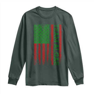 Team Algae Long Sleeve Shirt Funny Make Algae Great Again American Flag Political Meme TS14 Dark Forest Green Print Your Wear