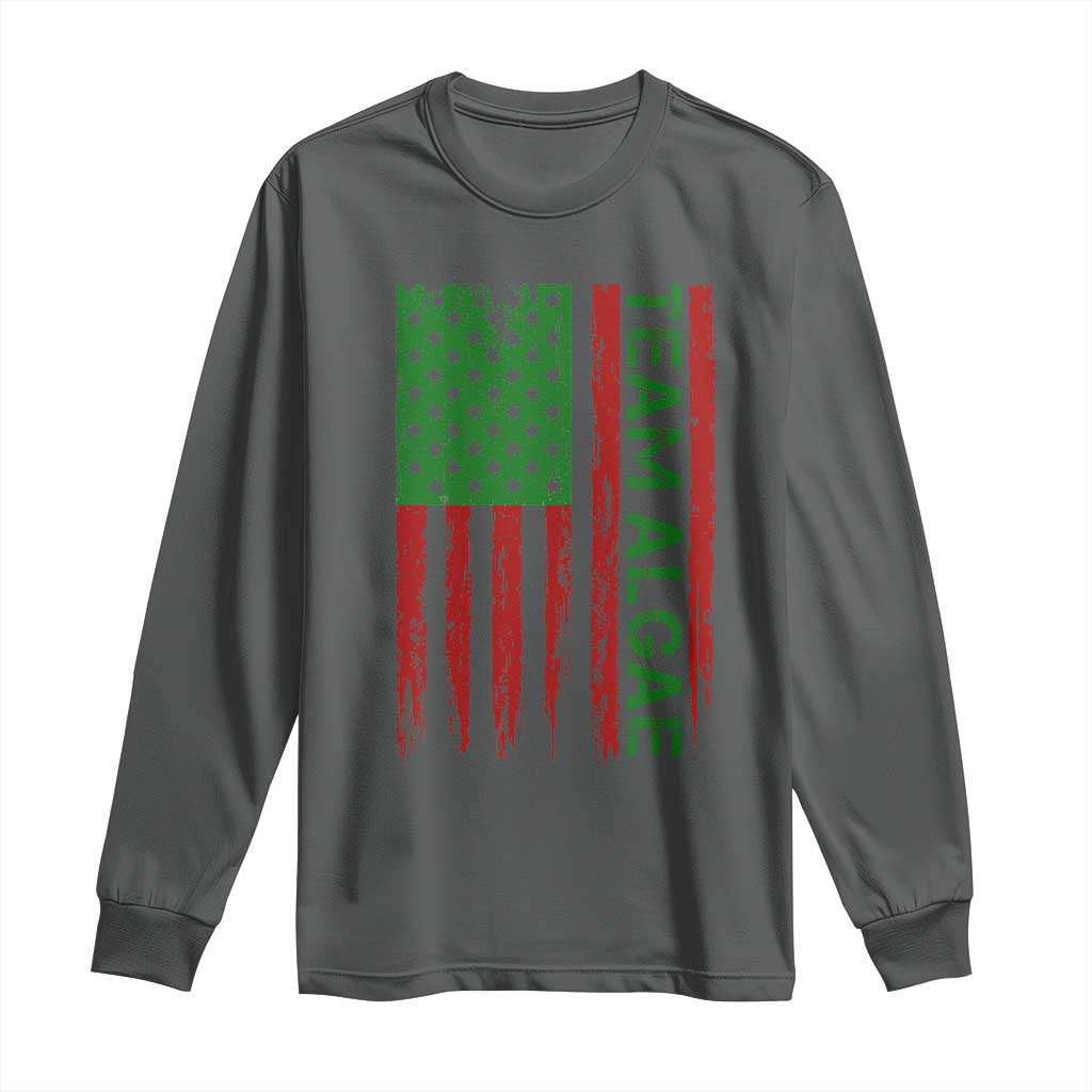 Team Algae Long Sleeve Shirt Funny Make Algae Great Again American Flag Political Meme TS14 Dark Heather Print Your Wear