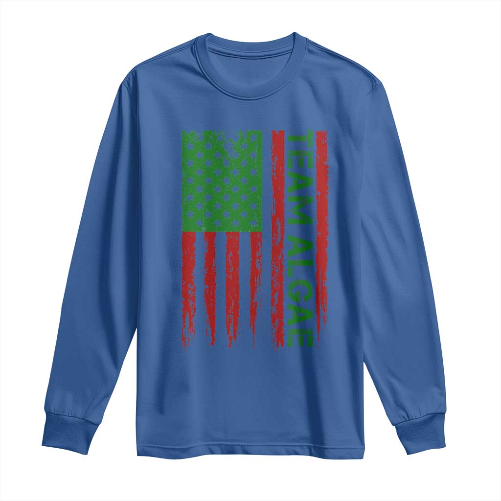Team Algae Long Sleeve Shirt Funny Make Algae Great Again American Flag Political Meme TS14 Royal Blue Print Your Wear