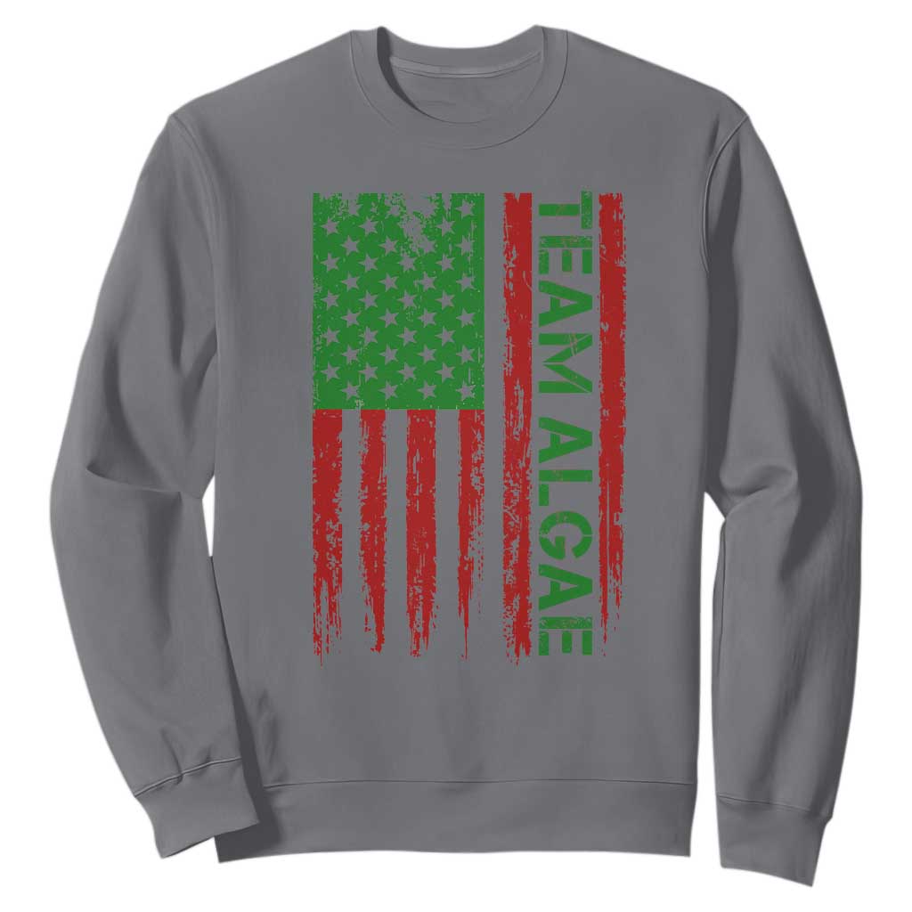 Team Algae Sweatshirt Funny Make Algae Great Again American Flag Political Meme TS14 Charcoal Print Your Wear