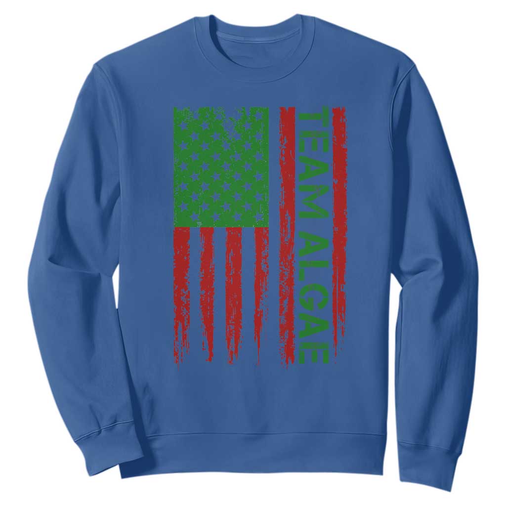 Team Algae Sweatshirt Funny Make Algae Great Again American Flag Political Meme TS14 Royal Blue Print Your Wear