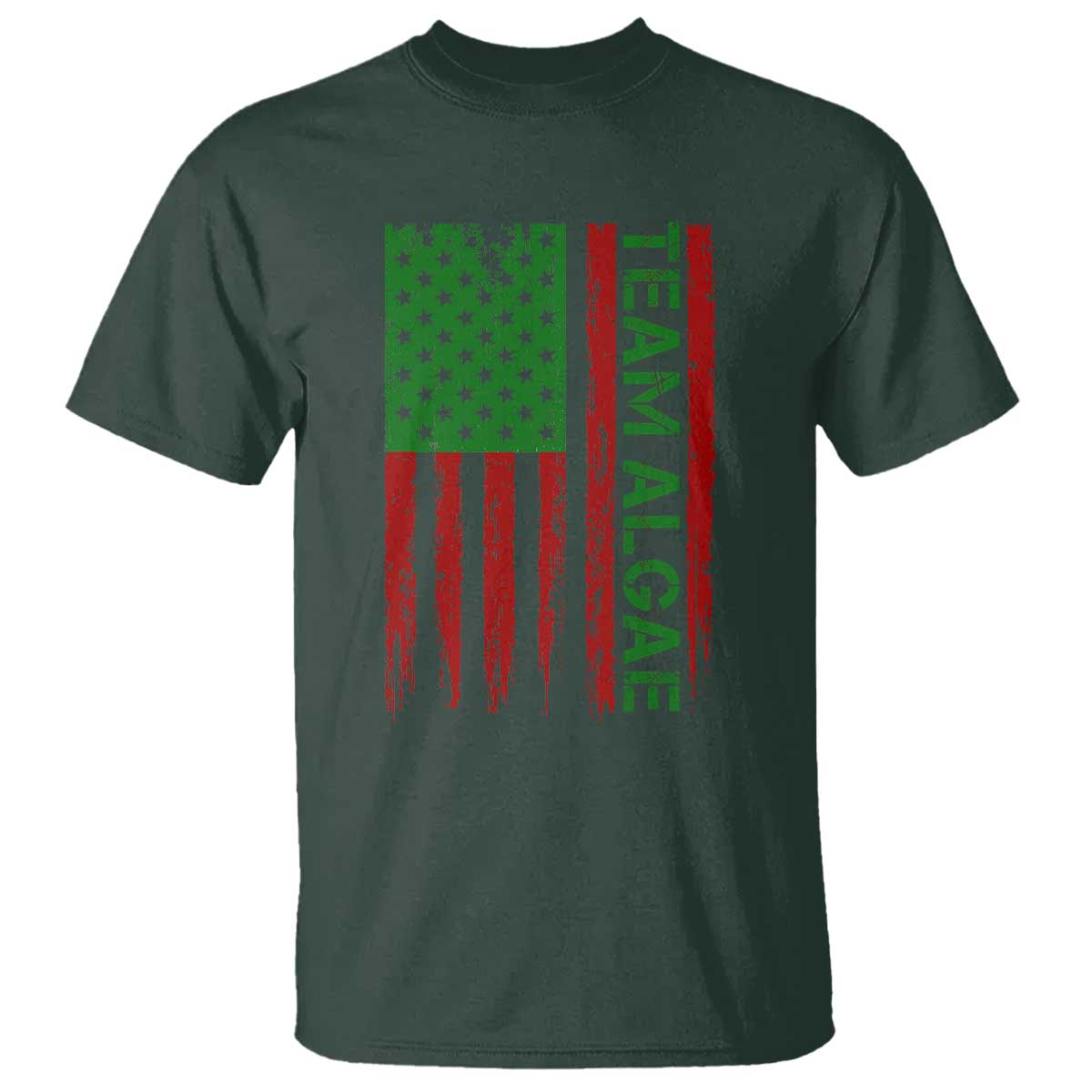Team Algae T Shirt Funny Make Algae Great Again American Flag Political Meme TS14 Dark Forest Green Print Your Wear